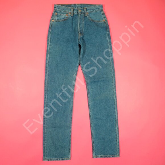Vintage Levis 501 Jeans Womens 27 Blue Original Fit Denim 90s Deadstock - Picture 2 of 10